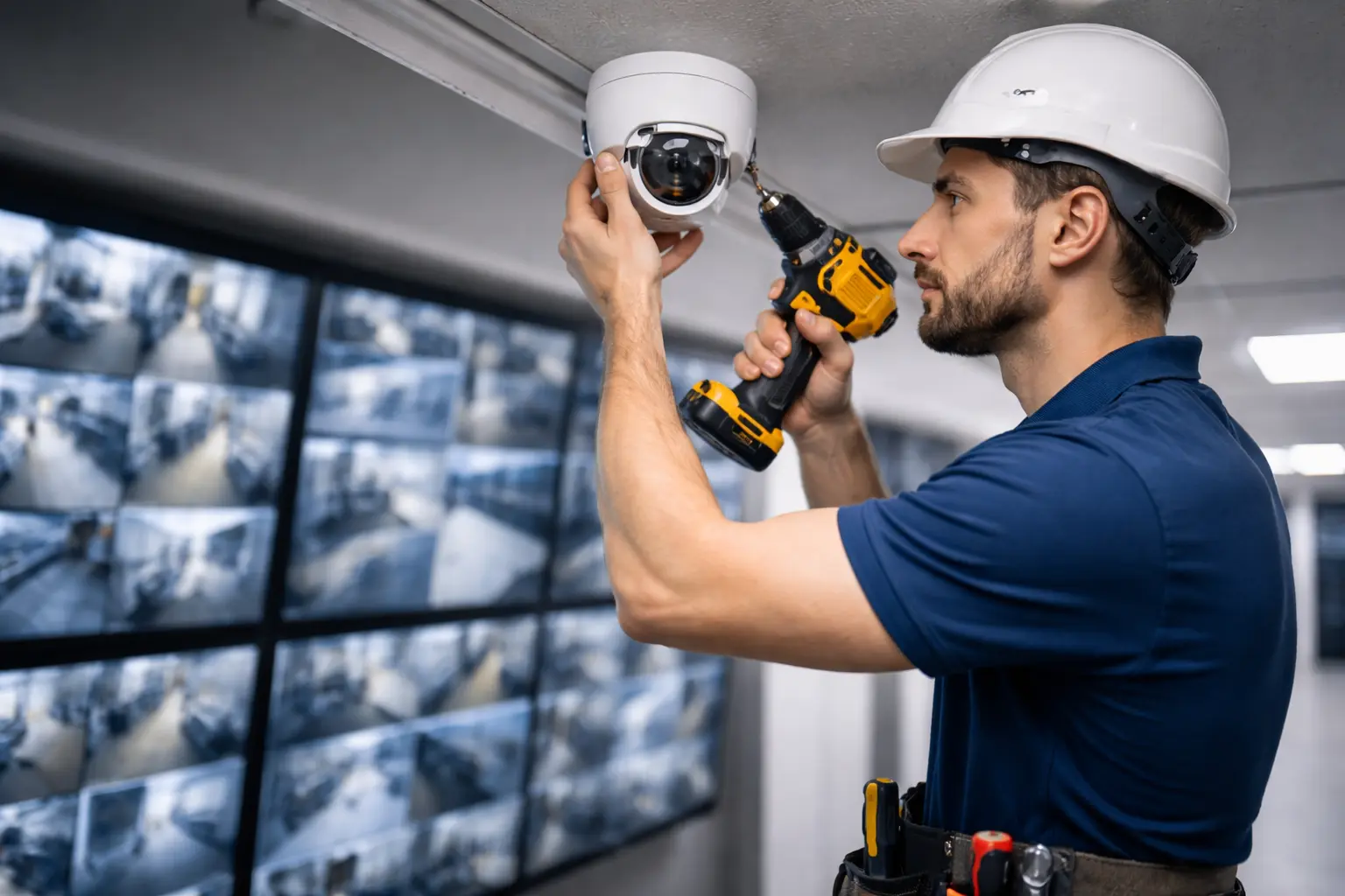 نظام كاميرات مراقبة لمتابعة وحماية المواقع الداخلية والخارجية